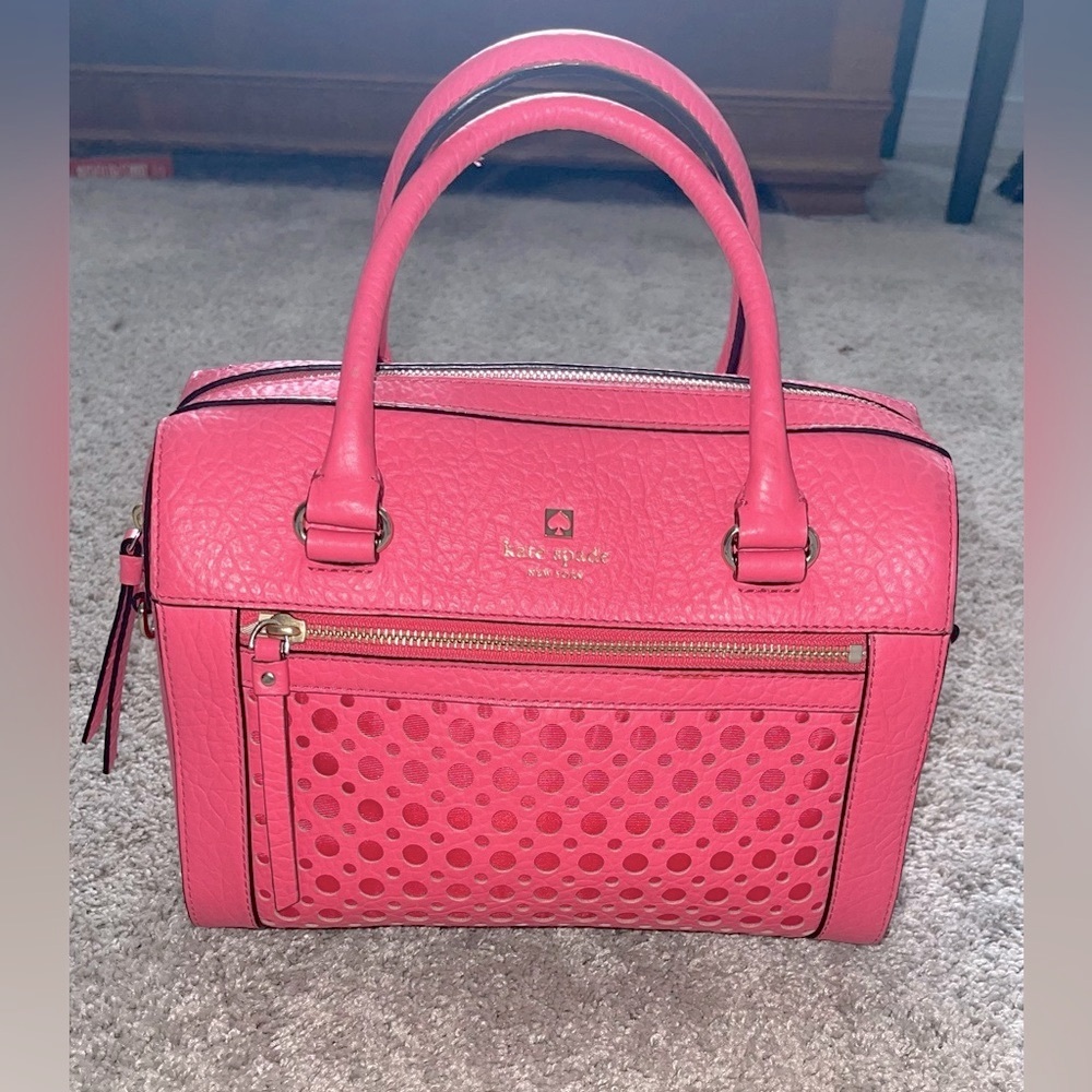Kate Spade- Perri Lane Bubbles Delaney Leather Purse with crossbody strap. - Picture 3 of 16